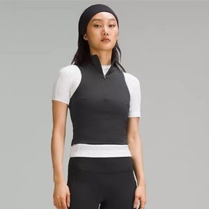 Tight-Fit Lined Half-Zip Tank Top